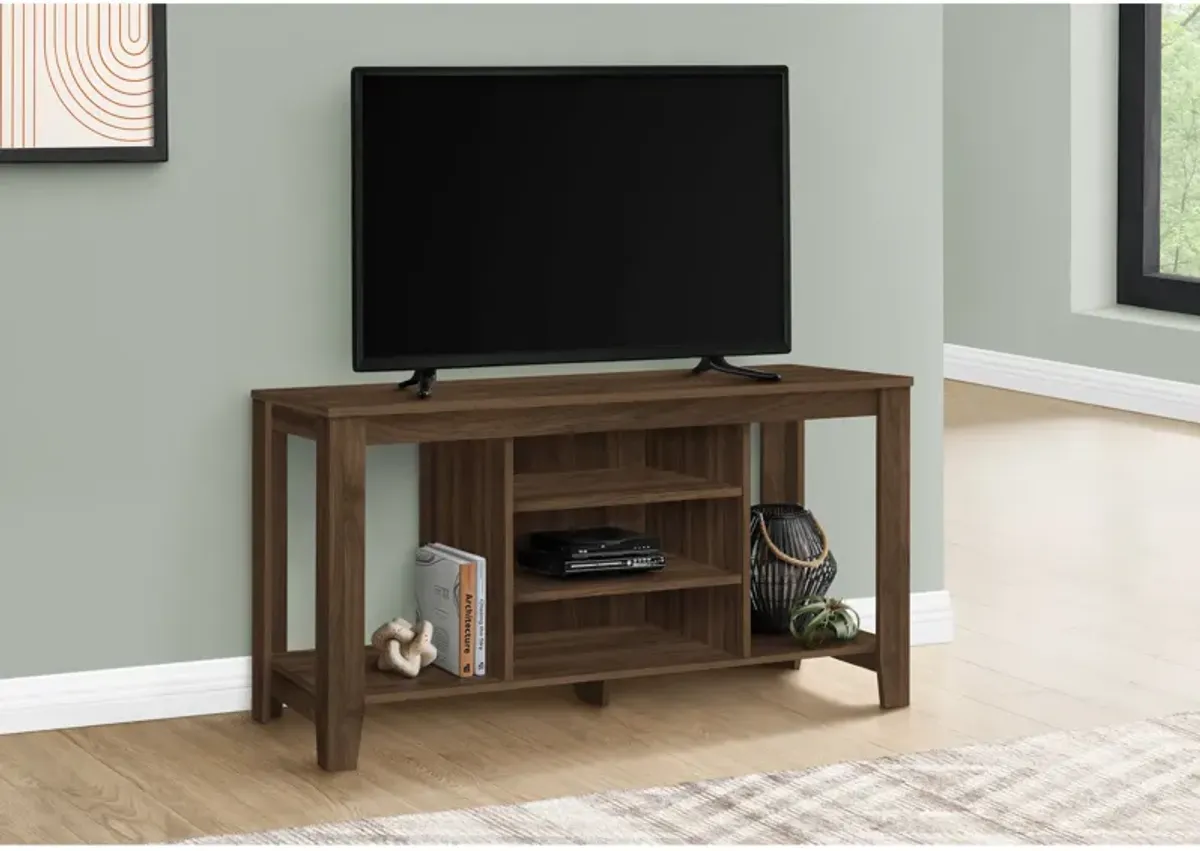 Monarch Specialties I 3566 Tv Stand, 48 Inch, Console, Media Entertainment Center, Storage Shelves, Living Room, Bedroom, Laminate, Walnut, Contemporary, Modern