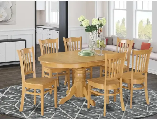 7 Pc Formal Dining Room Set – Oval Dinette Table with Leaf and 6 Dining Chairs