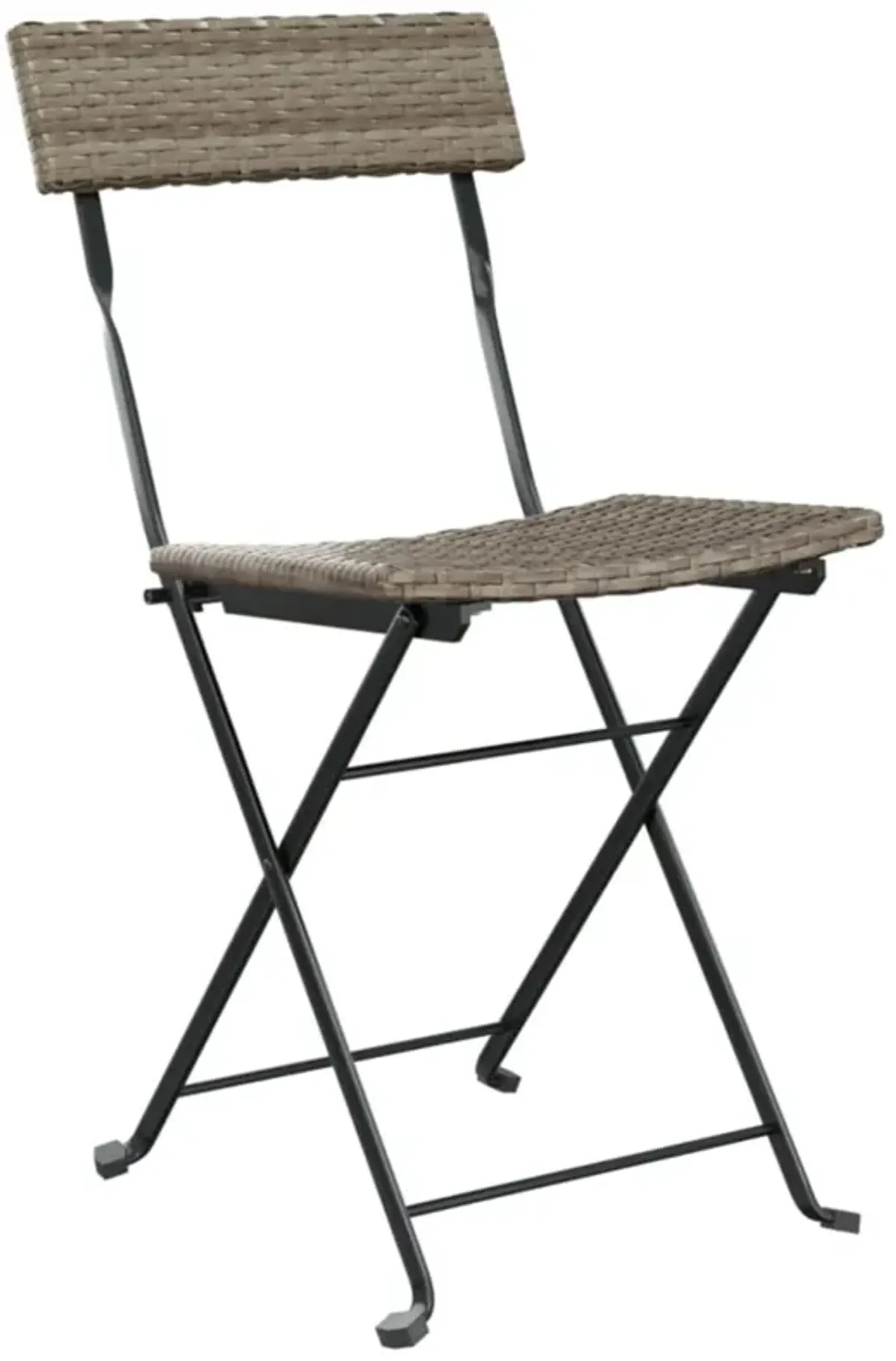 vidaXL Folding Bistro Chairs 2 pcs Gray Poly Rattan and Steel