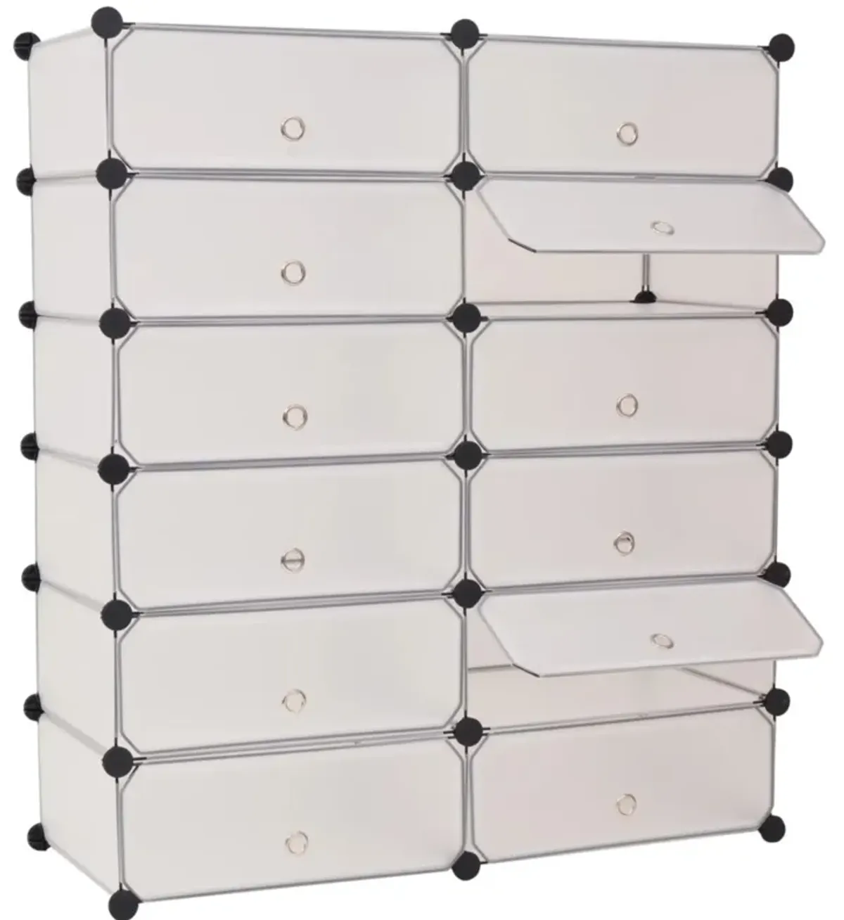 vidaXL Interlocking Shoe Organizer with 12 Compartments White