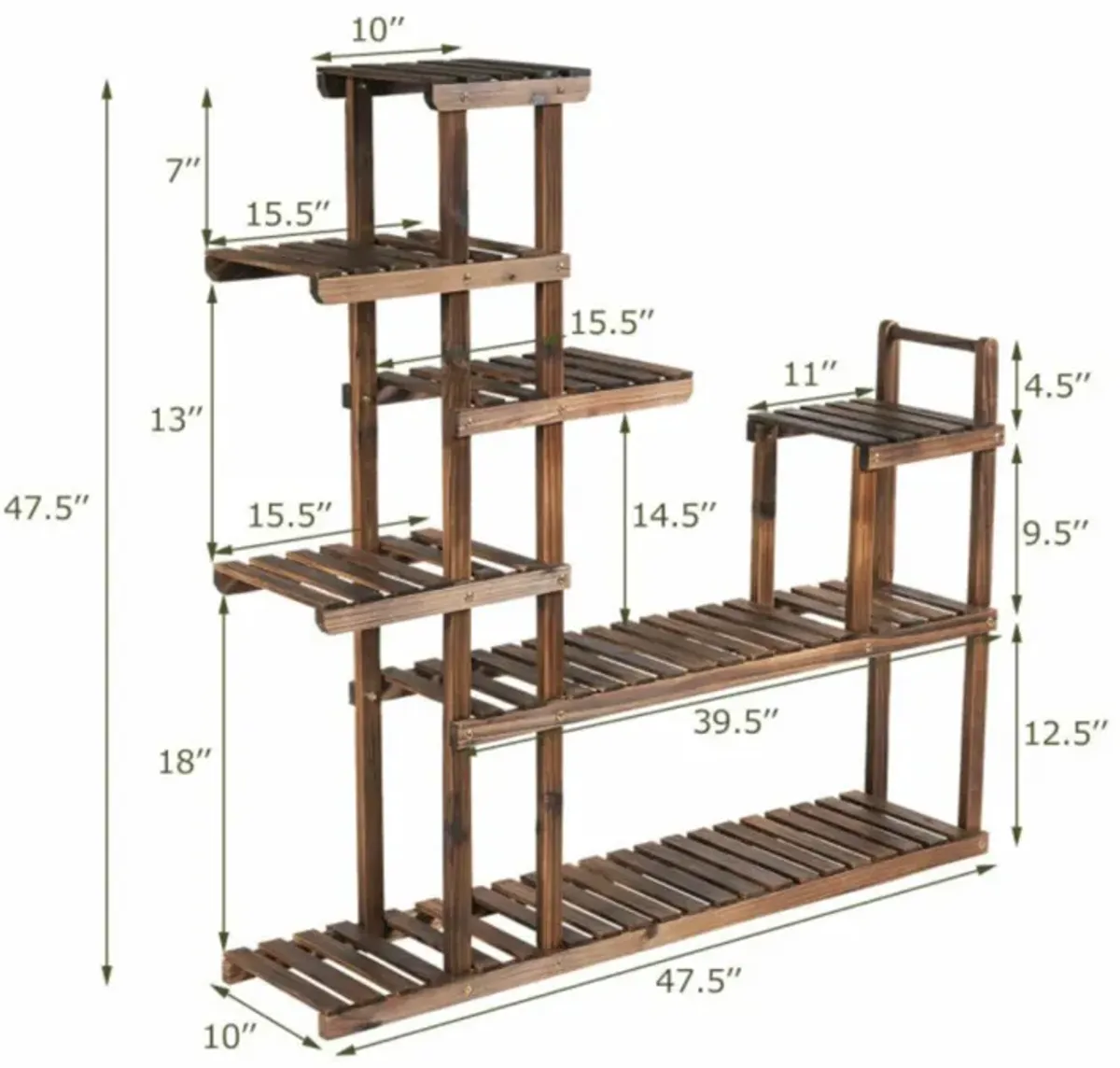 Hivvago 7-Tier Flower Wood Stand Plant Display Rack Storage Shelf