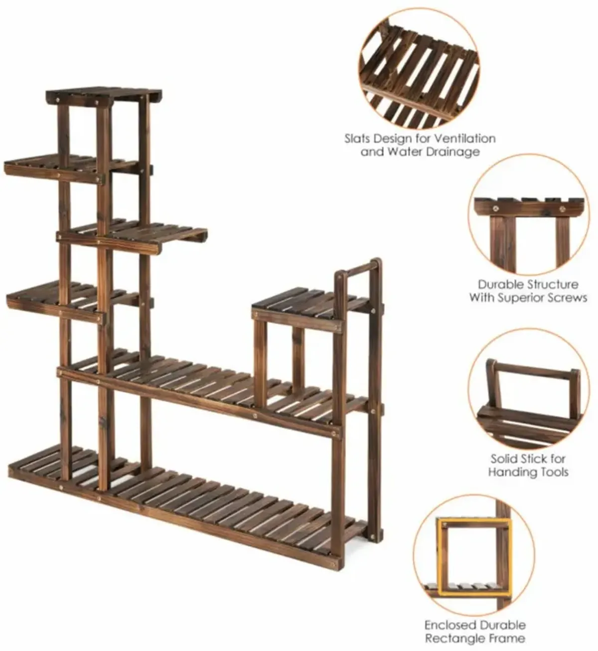 Hivvago 7-Tier Flower Wood Stand Plant Display Rack Storage Shelf