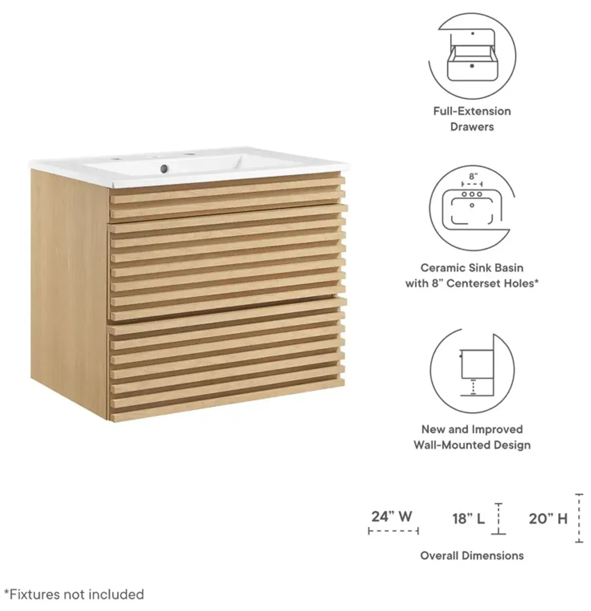 Render 24" Wall-Mount Bathroom Vanity