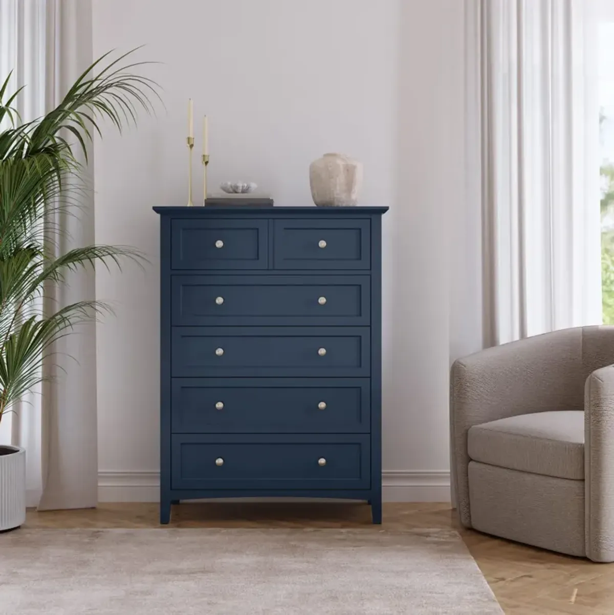 Grace Five Drawer Chest in Blueberry