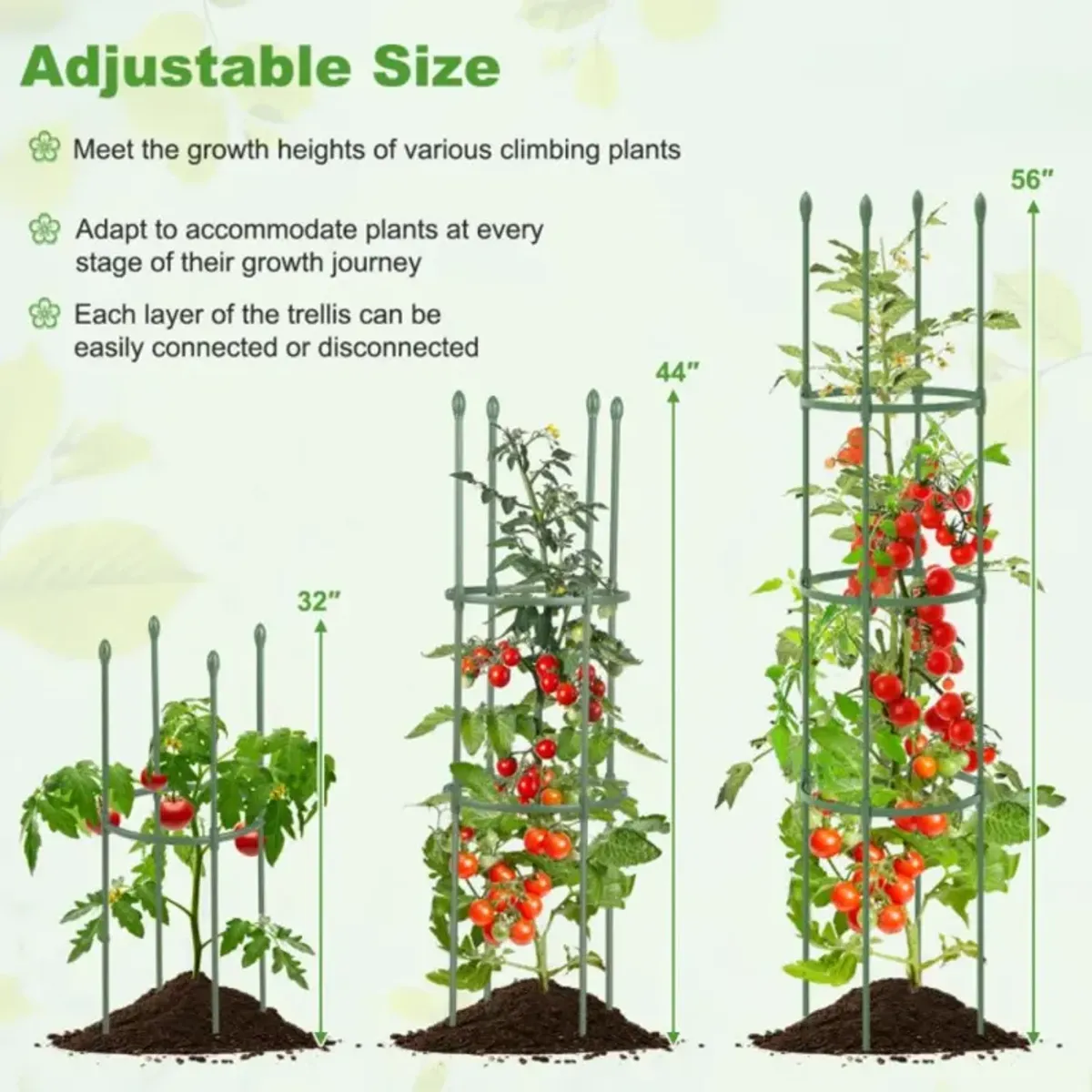 Hivvago 2-Pack Garden Trellis Tomato Cage with Adjustable Height