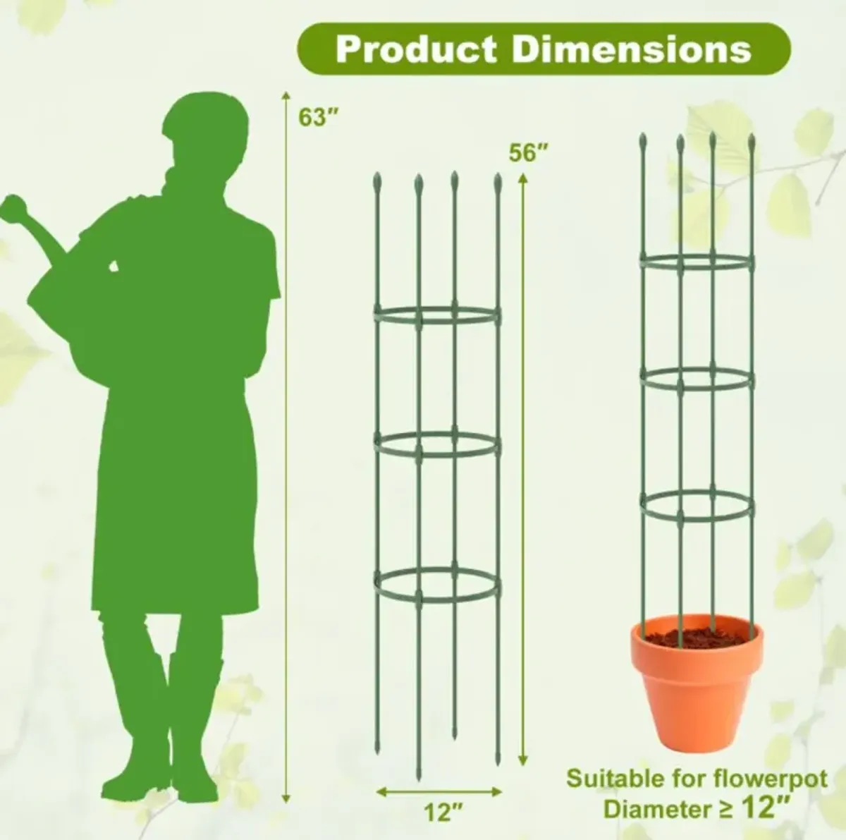 Hivvago 2-Pack Garden Trellis Tomato Cage with Adjustable Height