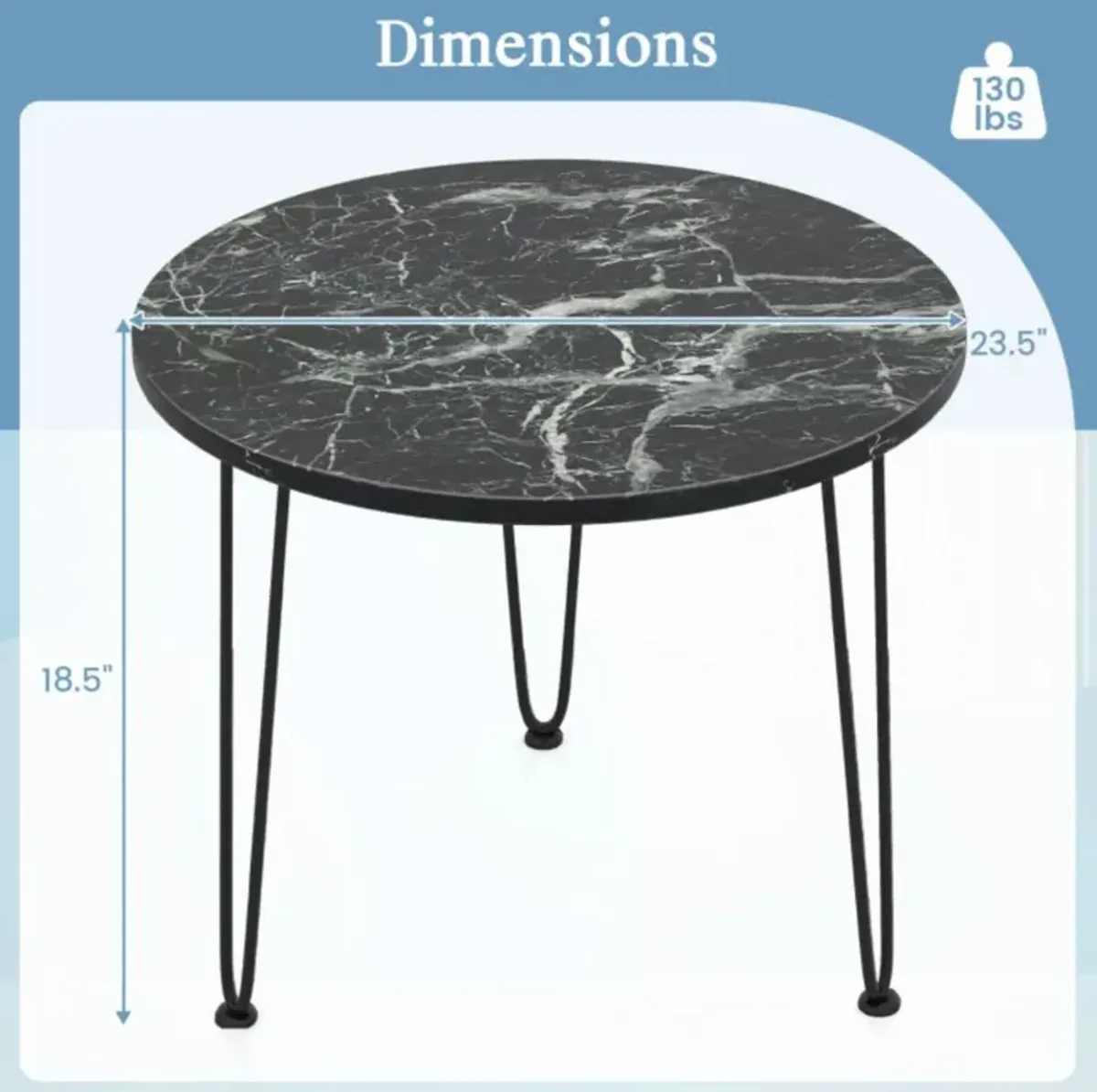 Hivvago Round End Table with Thickened Tabletop and Metal Tripod Legs