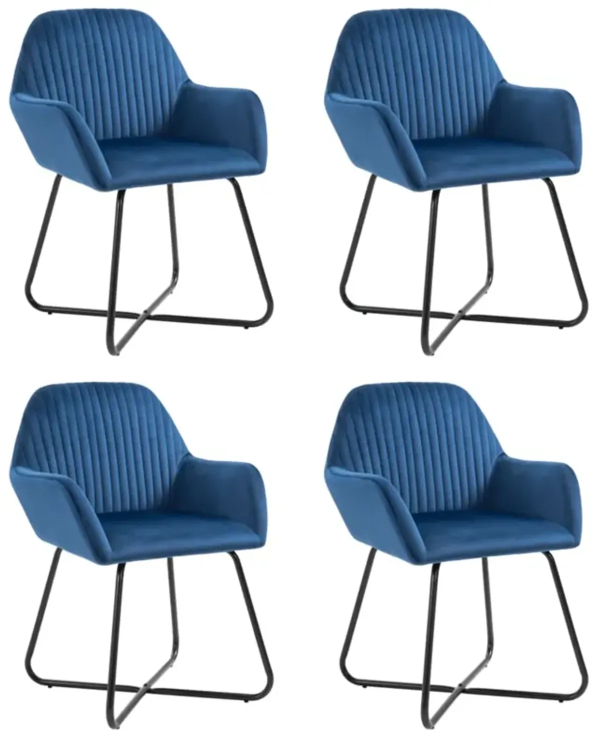 vidaXL Dining Chairs 4 pcs Blue Velvet