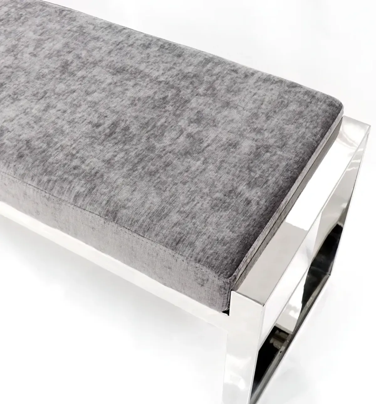 Pasargad Home Luxe Velvet Upholstered Bench, Grey