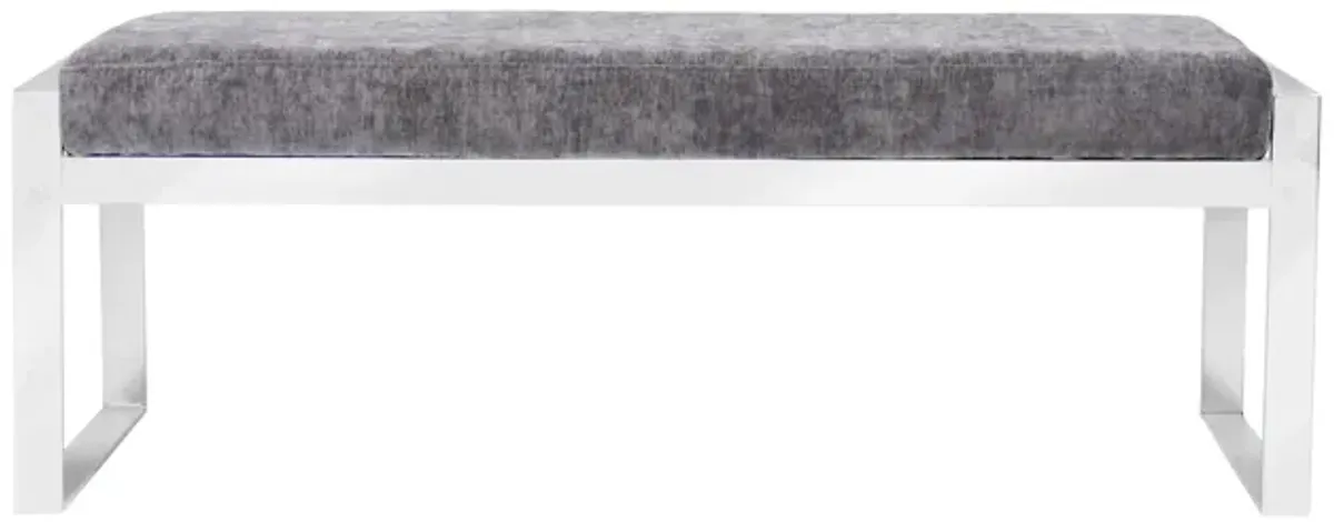 Pasargad Home Luxe Velvet Upholstered Bench, Grey