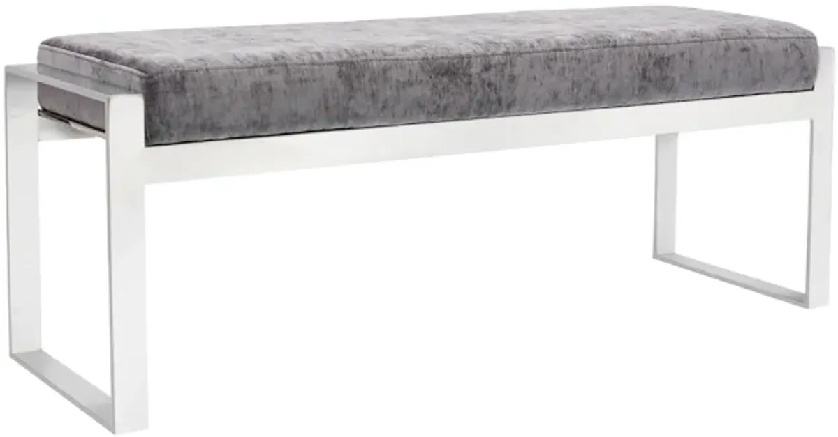 Pasargad Home Luxe Velvet Upholstered Bench, Grey