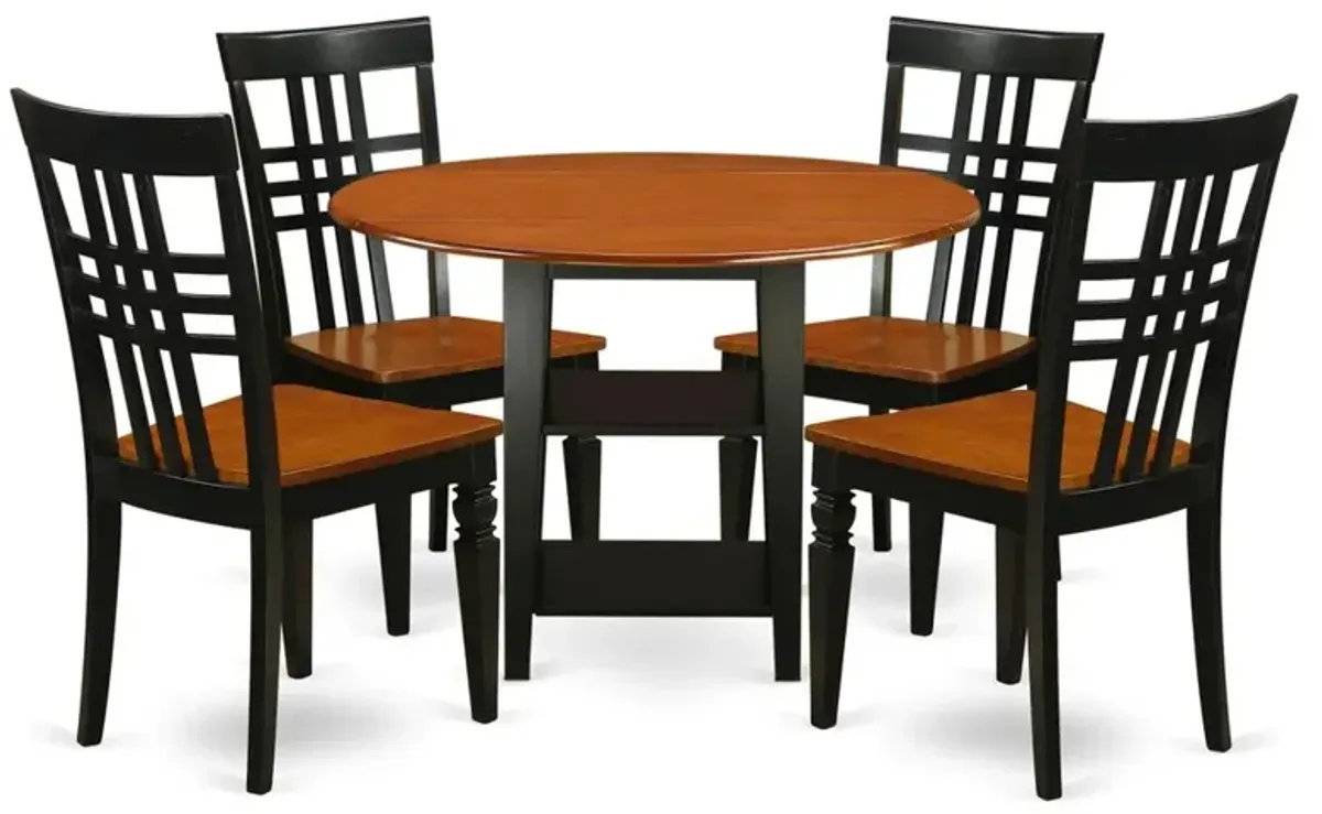 Dining Room Set Black & Cherry, SULG5-BCH-W