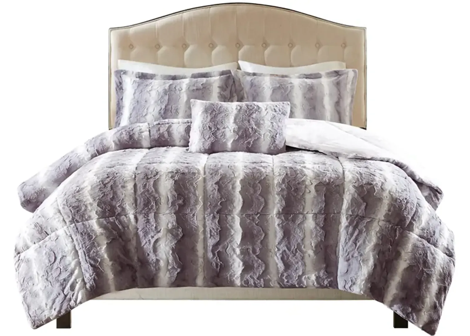 Gracie Mills Shawn 4-Peice Soft Faux Fur to Mink Comforter Set