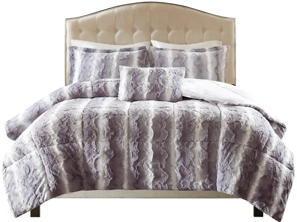 Gracie Mills Shawn 4-Peice Soft Faux Fur to Mink Comforter Set