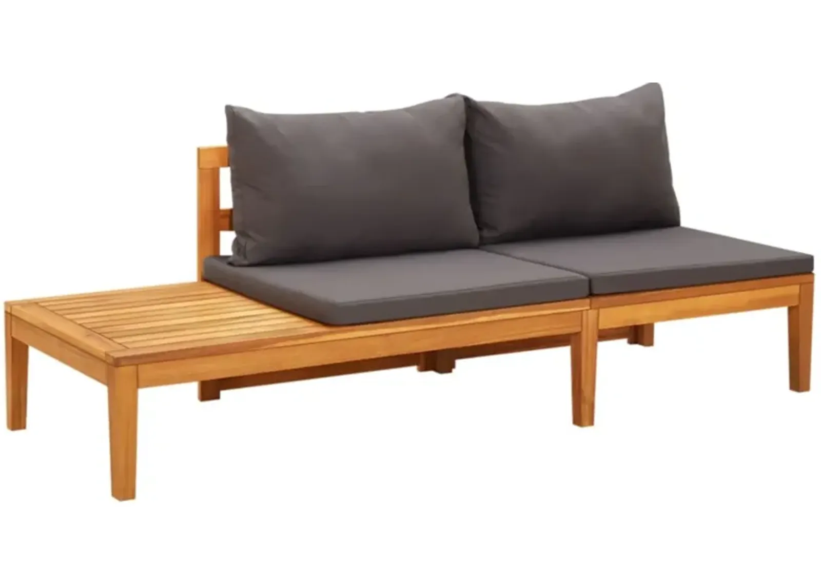 vidaXL Solid Acacia Wood Patio Bench with Adjustable Table - Dark Gray Cushions Included - Versatile, Durable Outdoor Furniture with Unique Design