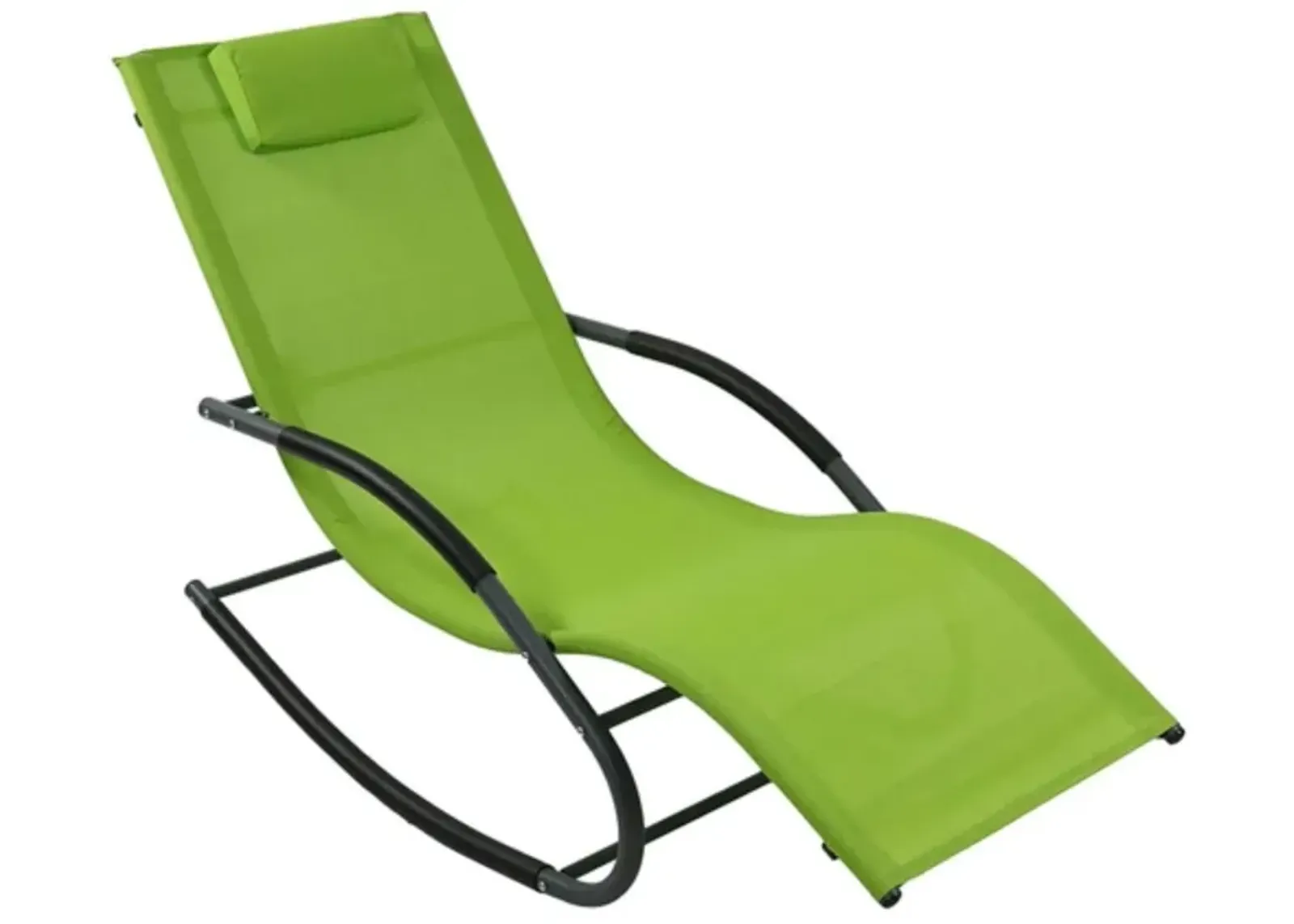 Hivvago Modern Green Rocking Chaise Lounge Chair Patio Lounger with Pillow