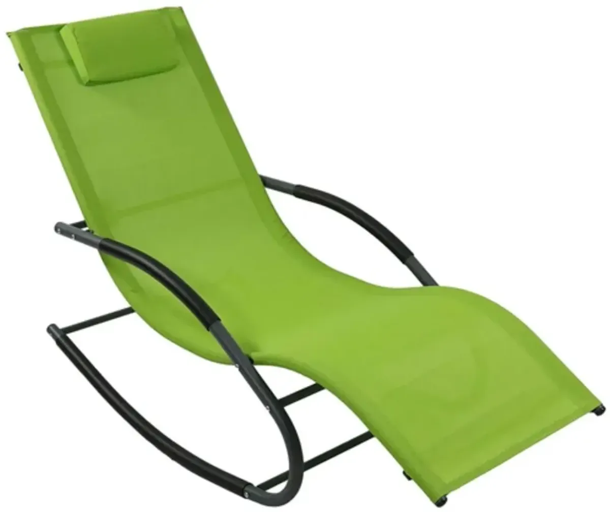 Hivvago Modern Green Rocking Chaise Lounge Chair Patio Lounger with Pillow