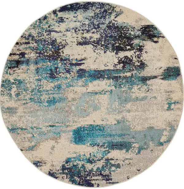 Celestial CES02 Ivory/Blue 5'3" x Round Rug