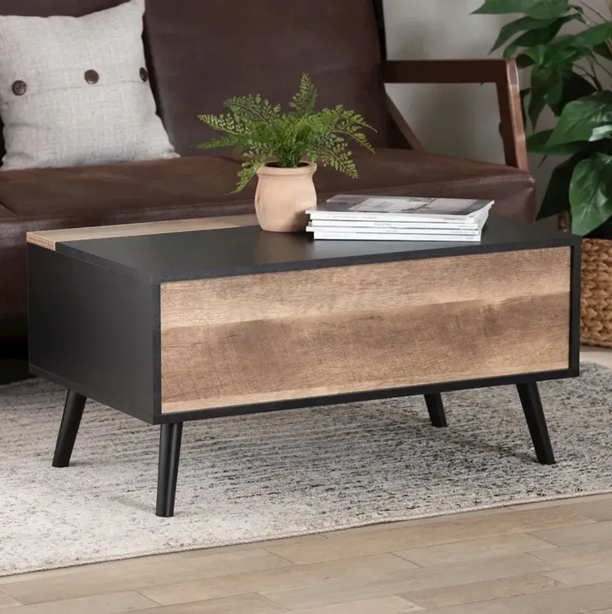 Jensen Modern and Contemporary Coffee Table with Storage Compartment