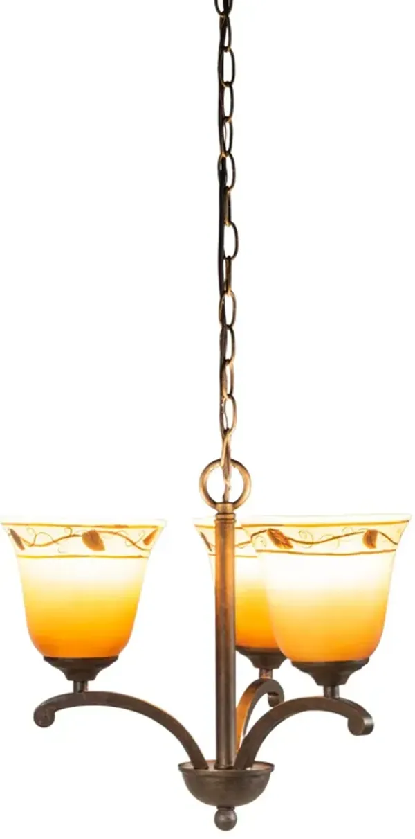 15.5" Yellow and Brown Garden Leaf Contemporary 3-Light Chandelier