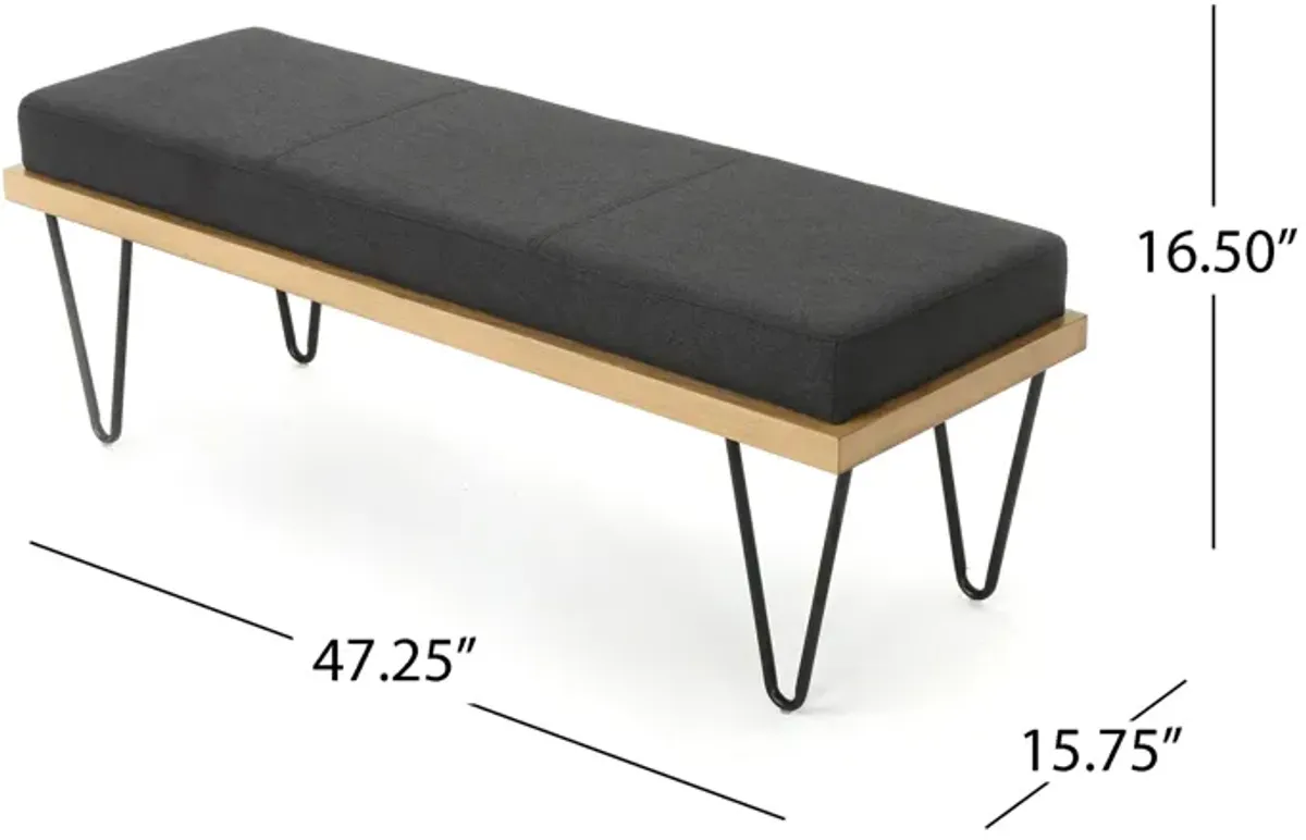 Mid-Century Modern Storage Bench with Hairpin Legs