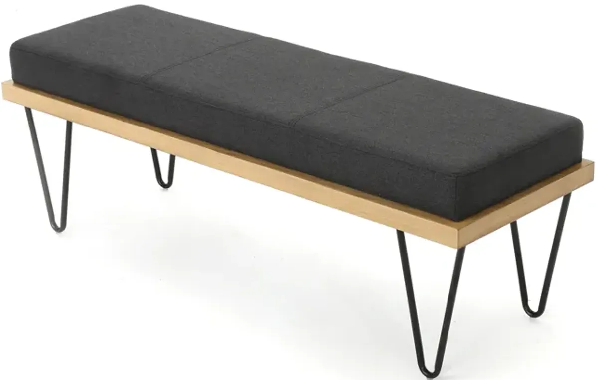 Mid-Century Modern Storage Bench with Hairpin Legs