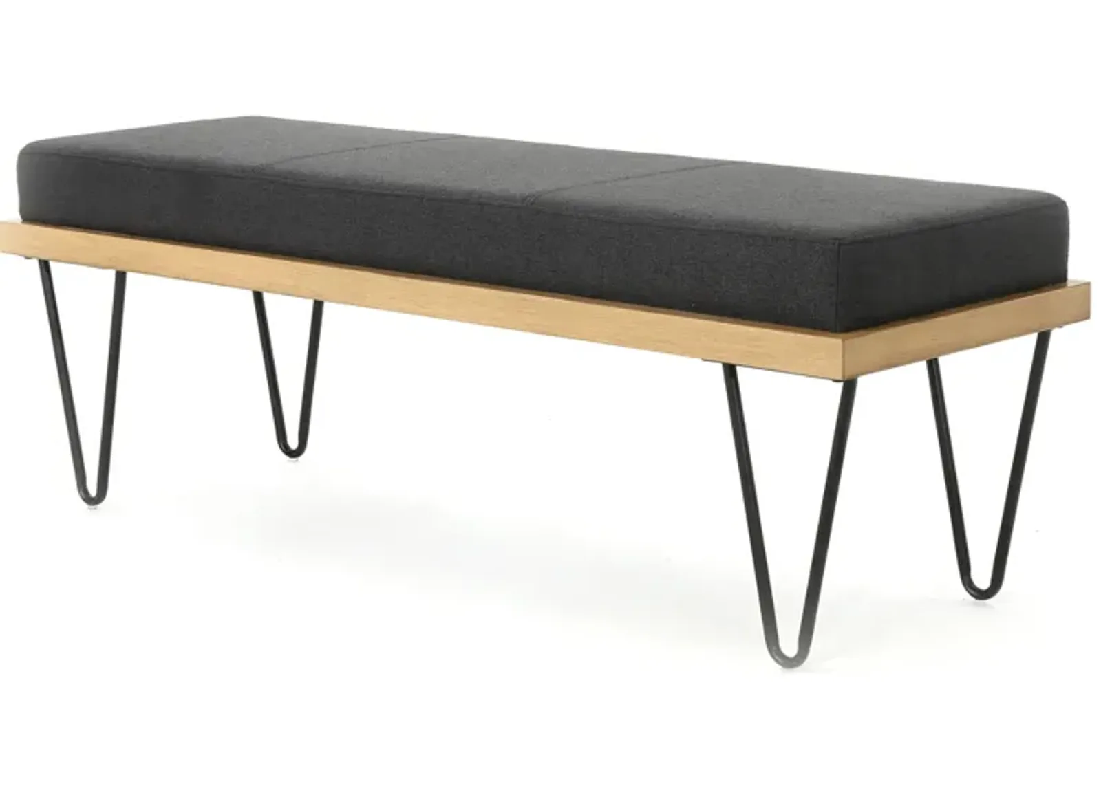 Mid-Century Modern Storage Bench with Hairpin Legs