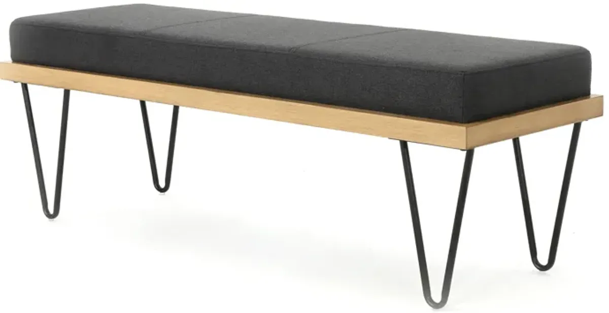 Mid-Century Modern Storage Bench with Hairpin Legs