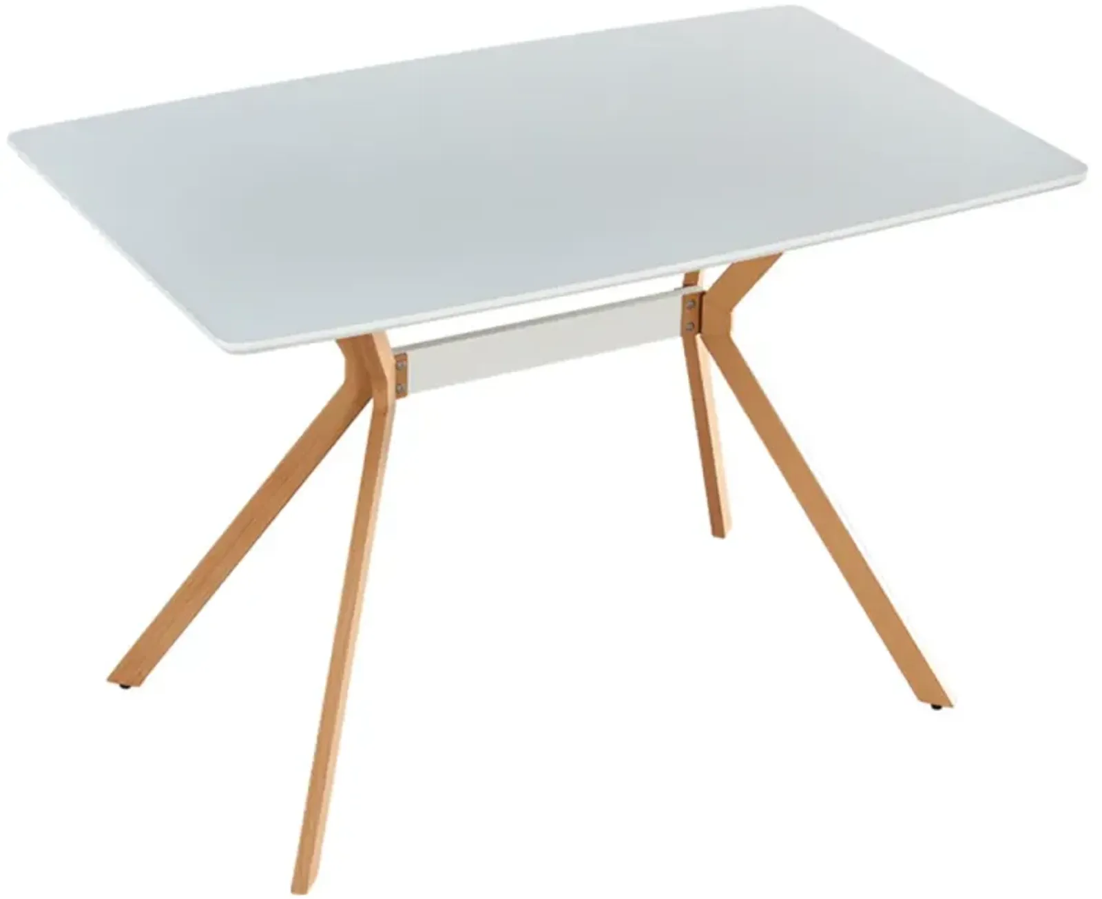 Minimalist White Dining Table with Metal Shelf