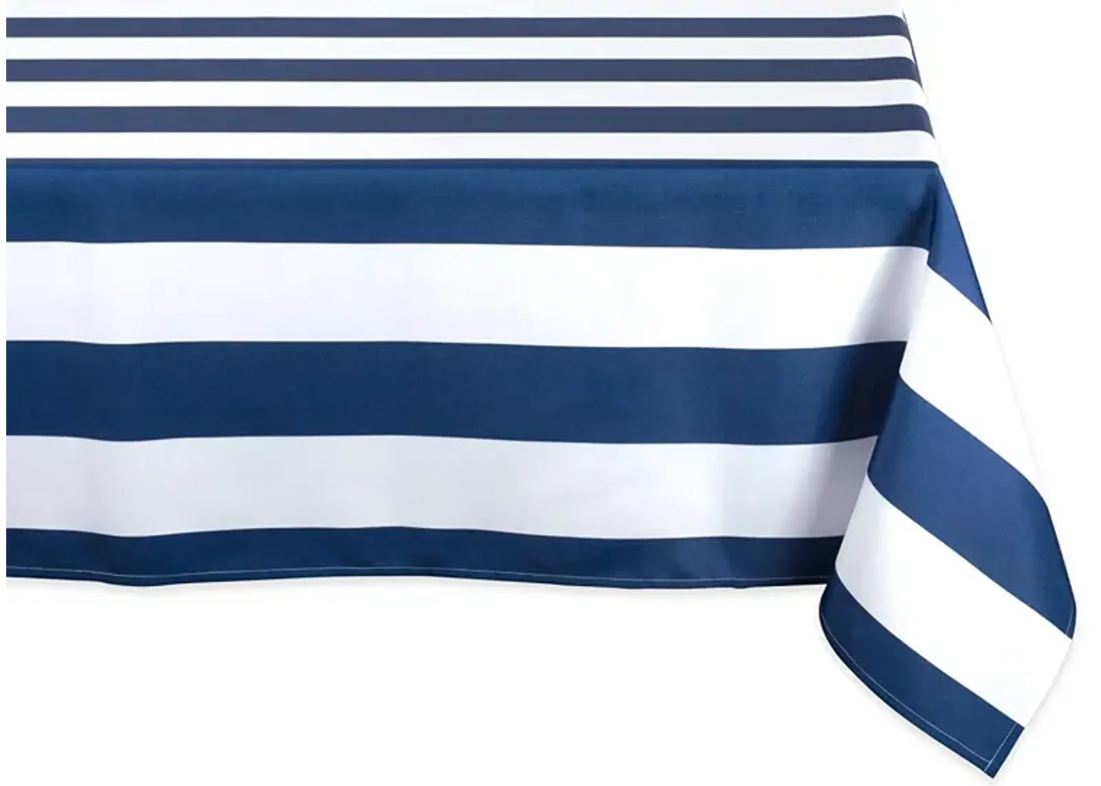 120" Blue and White Striped Rectangular Outdoor Tablecloth