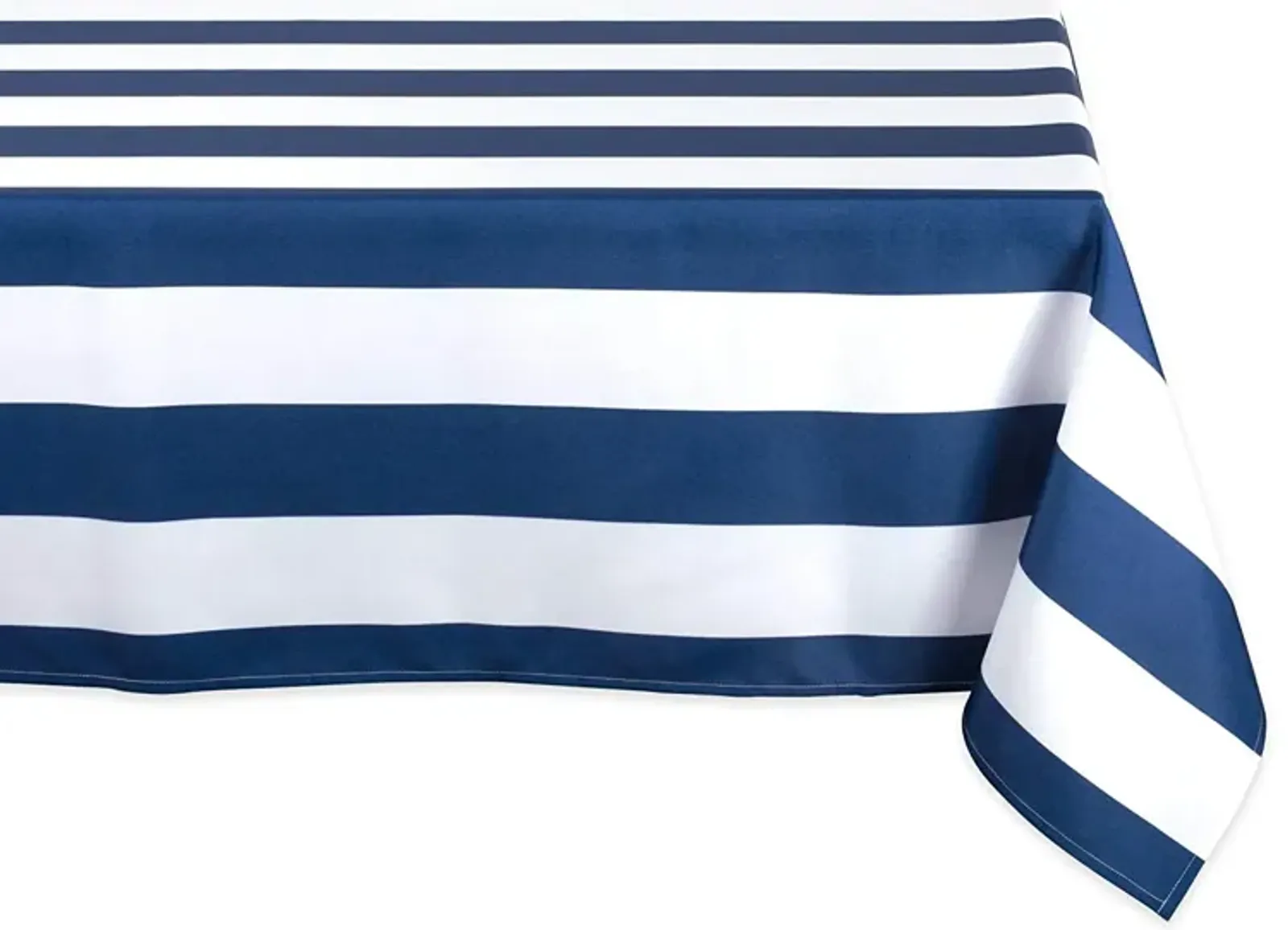 120" Blue and White Striped Rectangular Outdoor Tablecloth