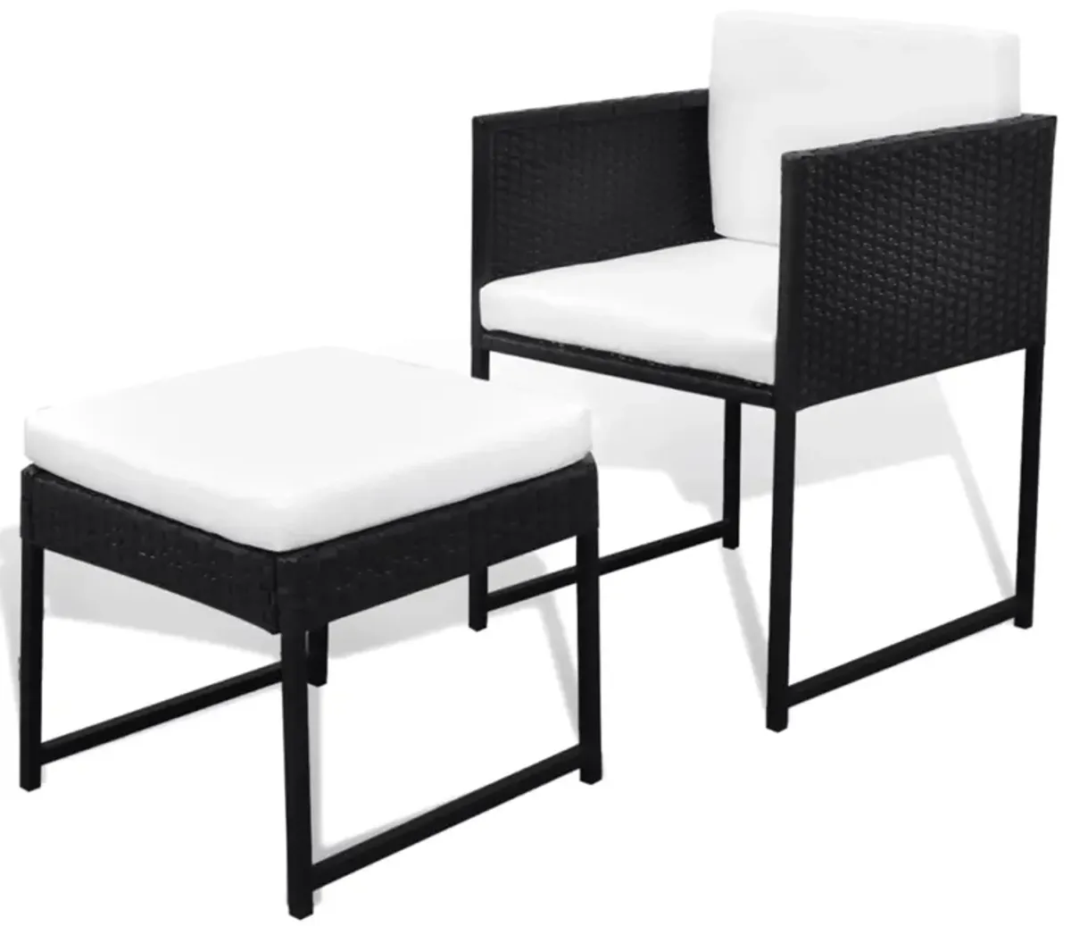 vidaXL 11 Piece Outdoor Dining Set with Cushions Poly Rattan Black