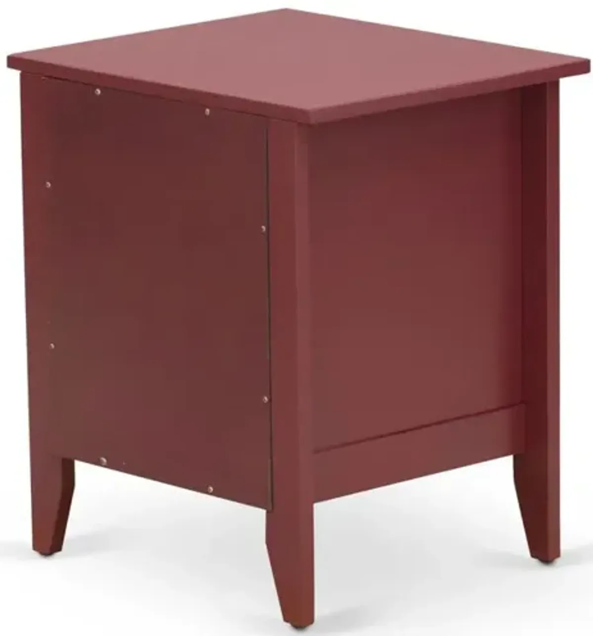 East West Furniture Wooden Night Stand for bedroom with 1 Wooden Drawer, Stable and Sturdy Constructed - Burgundy Finish