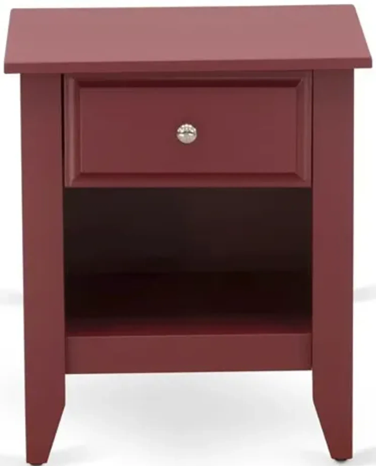 East West Furniture Wooden Night Stand for bedroom with 1 Wooden Drawer, Stable and Sturdy Constructed - Burgundy Finish