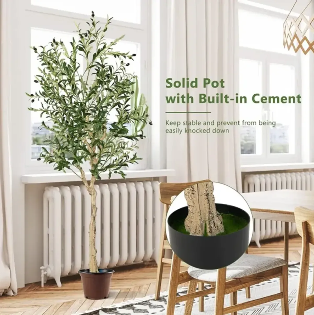 Hivvago 6-Foot Artificial Olive Tree with Cement Pot