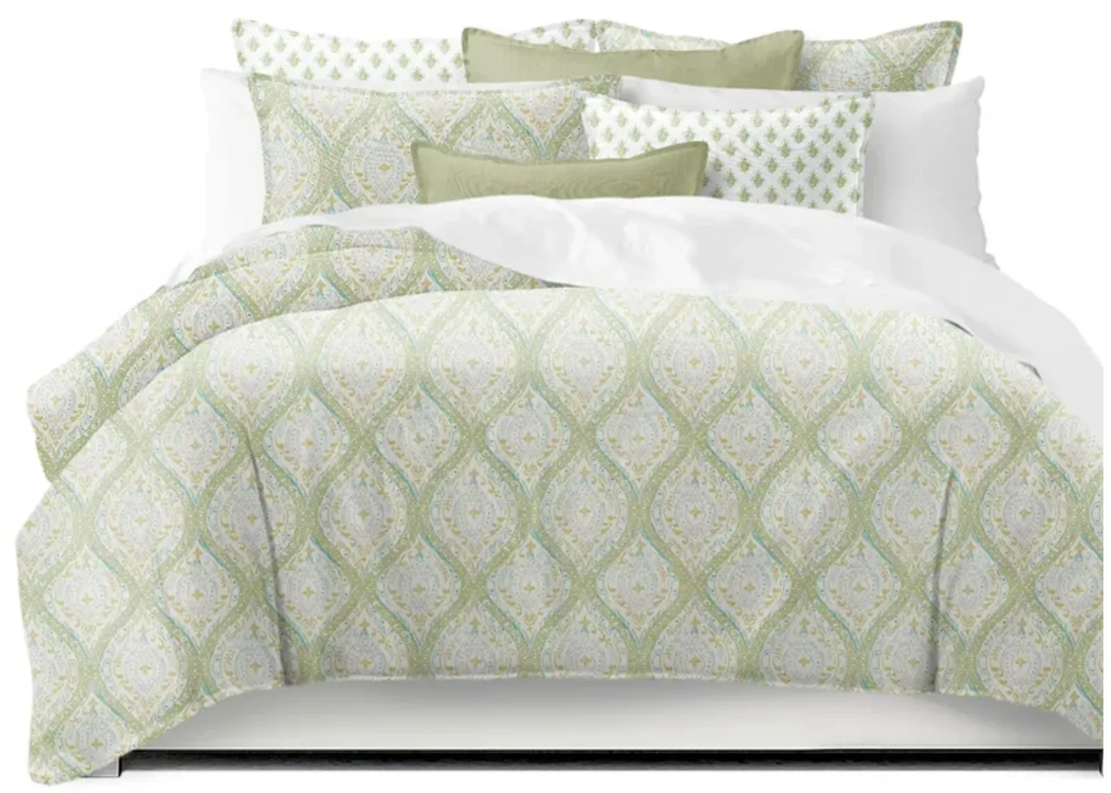 6ix Tailors Fine Linens Cressida Green Tea Coverlet Set