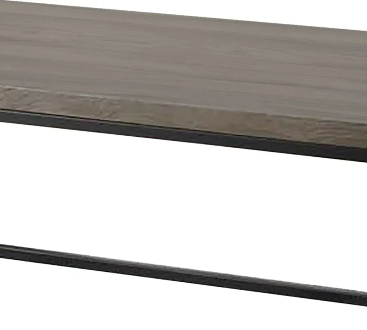 Industrial Style Minimal Coffee Table With Wooden Top And Metallic Base, Gray-Benzara