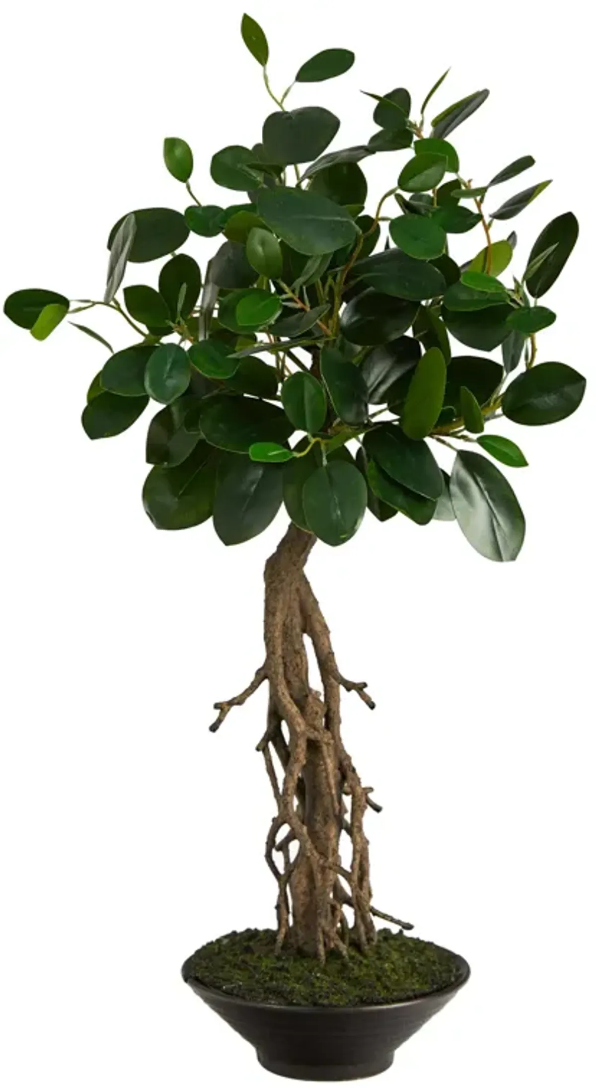Hivvago 2 Feet Ficus Bonsai Artificial Tree in Decorative Planter
