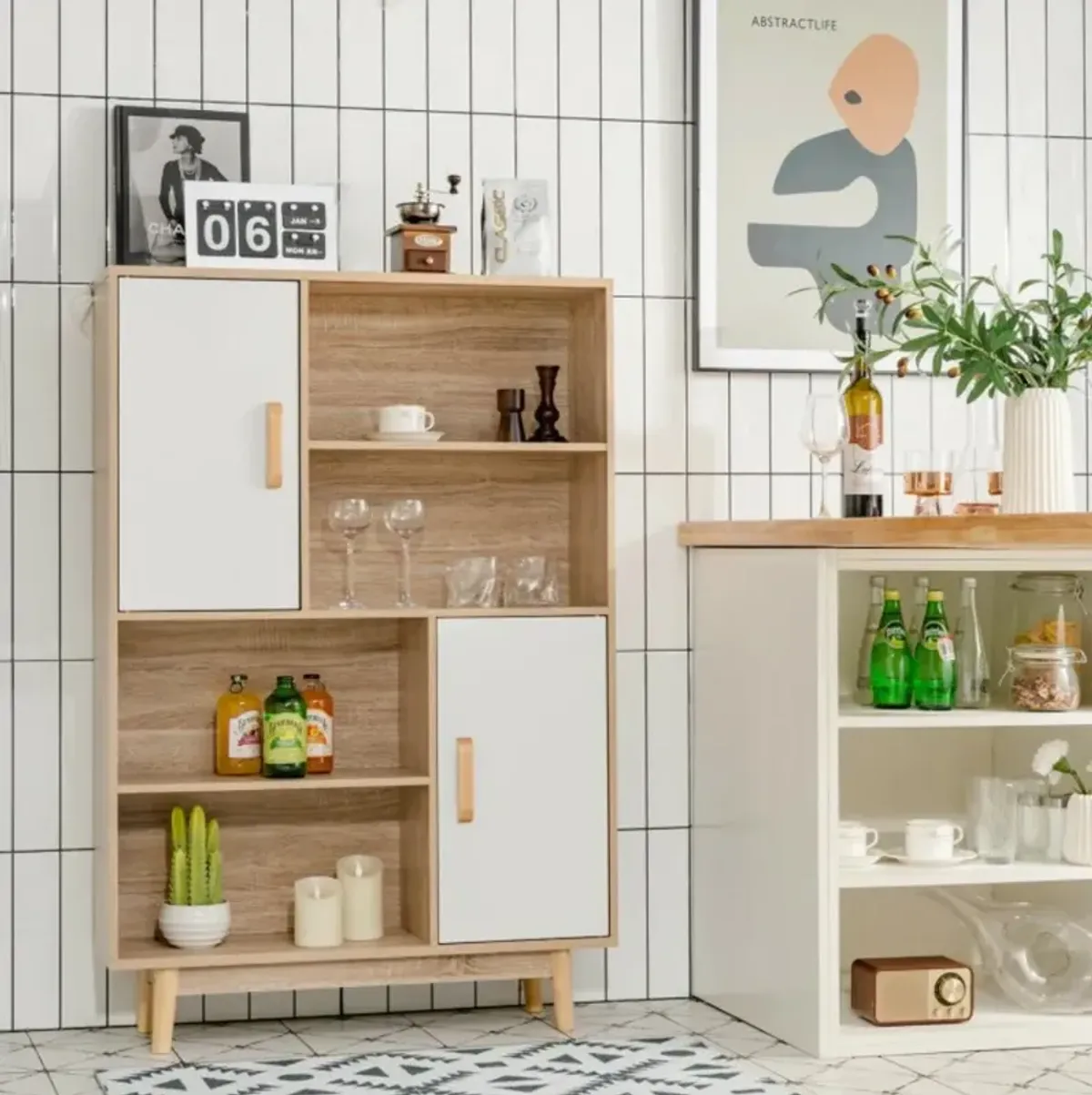 Hivvago Sideboard Storage Cabinet with Door Shelf