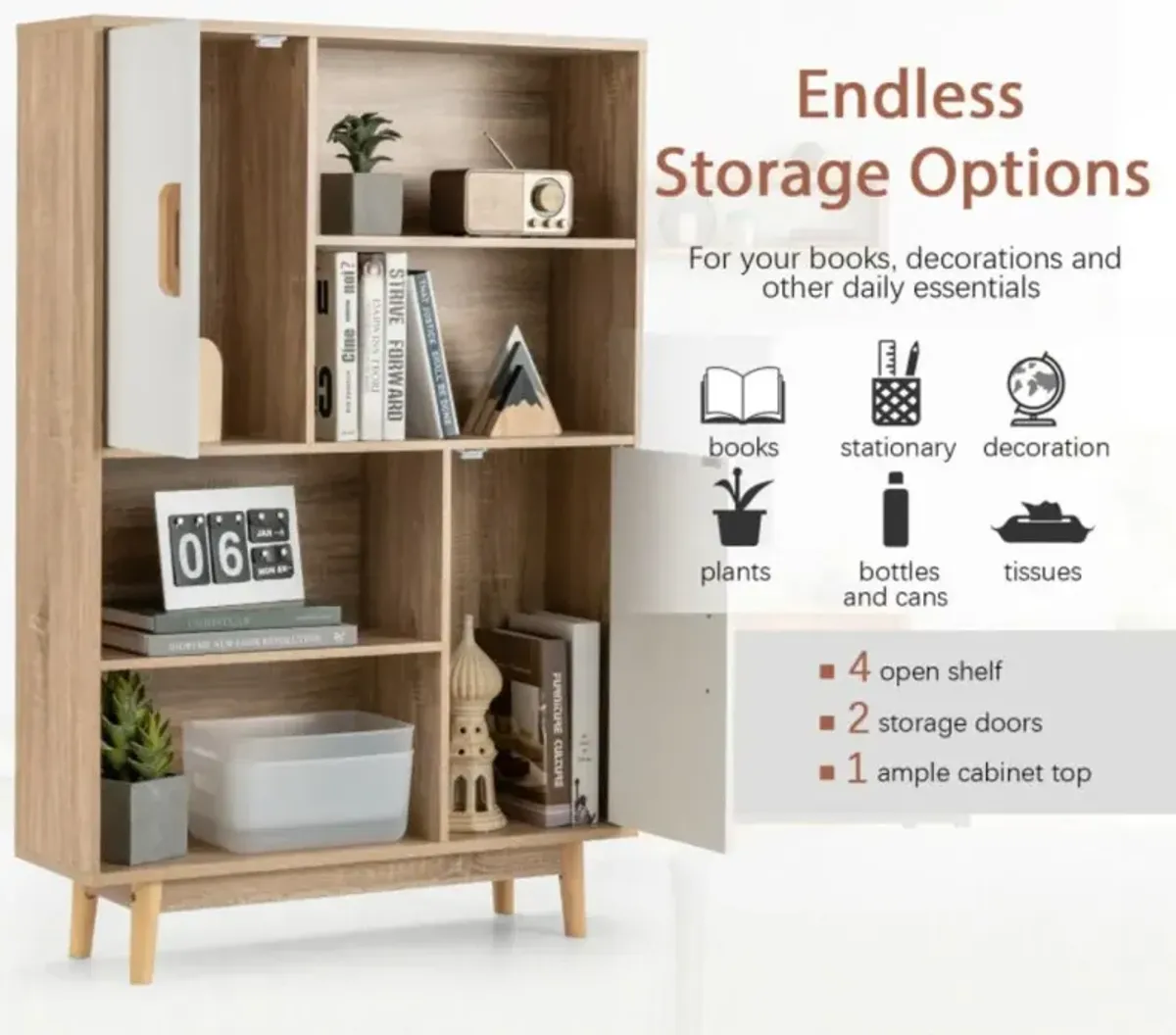 Hivvago Sideboard Storage Cabinet with Door Shelf