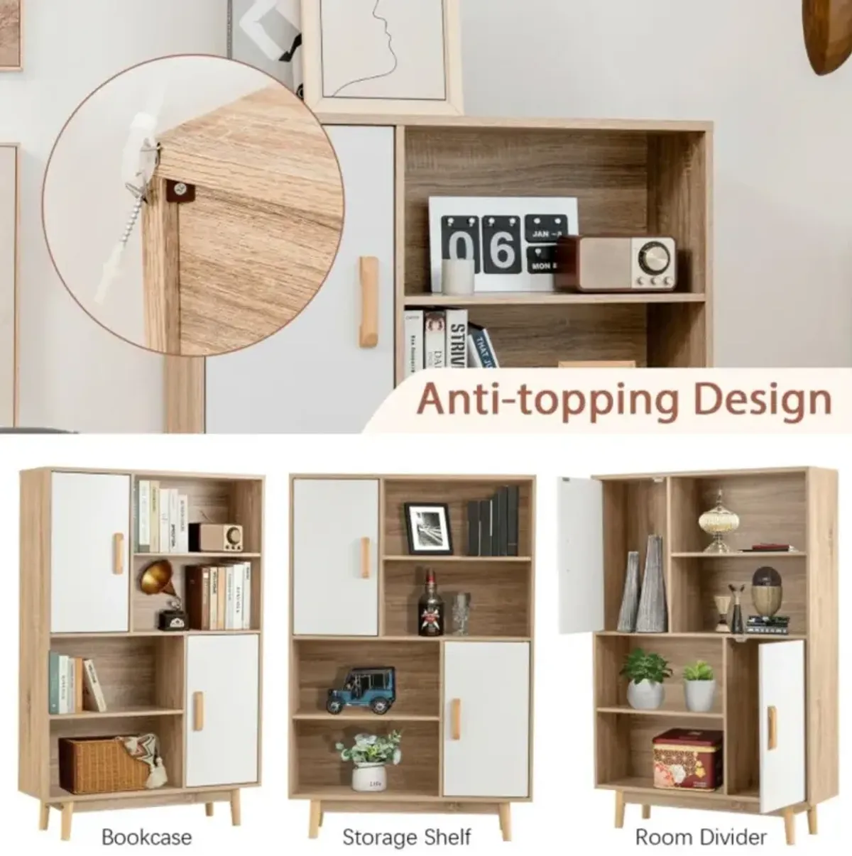 Hivvago Sideboard Storage Cabinet with Door Shelf