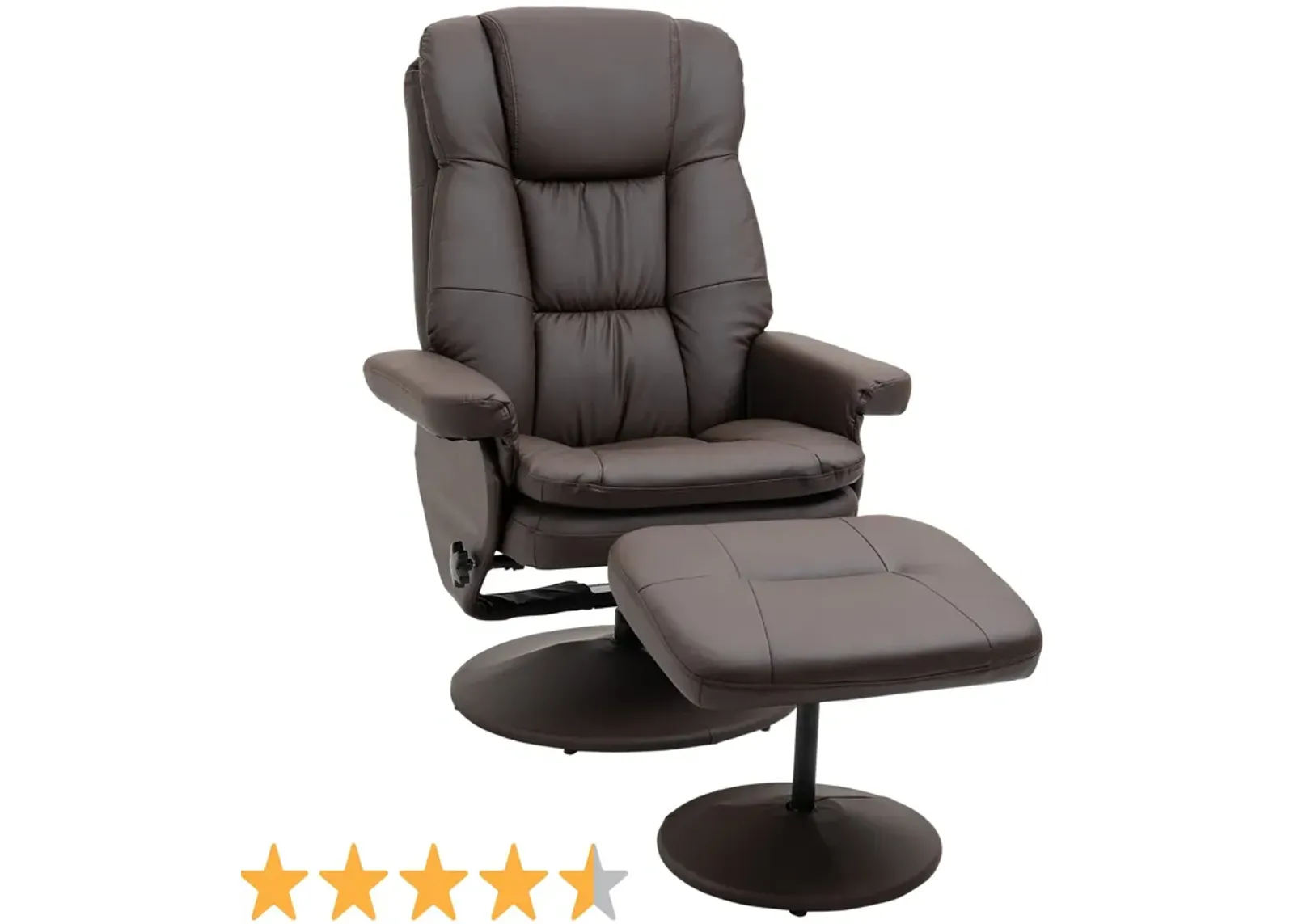 Brown Living Room Set: Swivel Recliner Chair with Ottoman