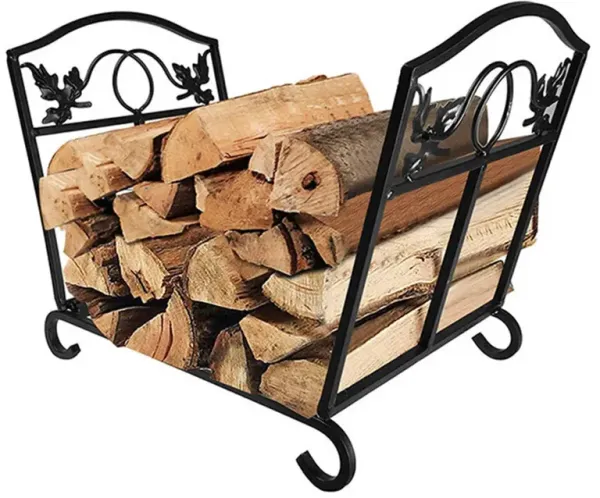 Folding Log Storage Rack for Fireplace and Wood Pile Organization