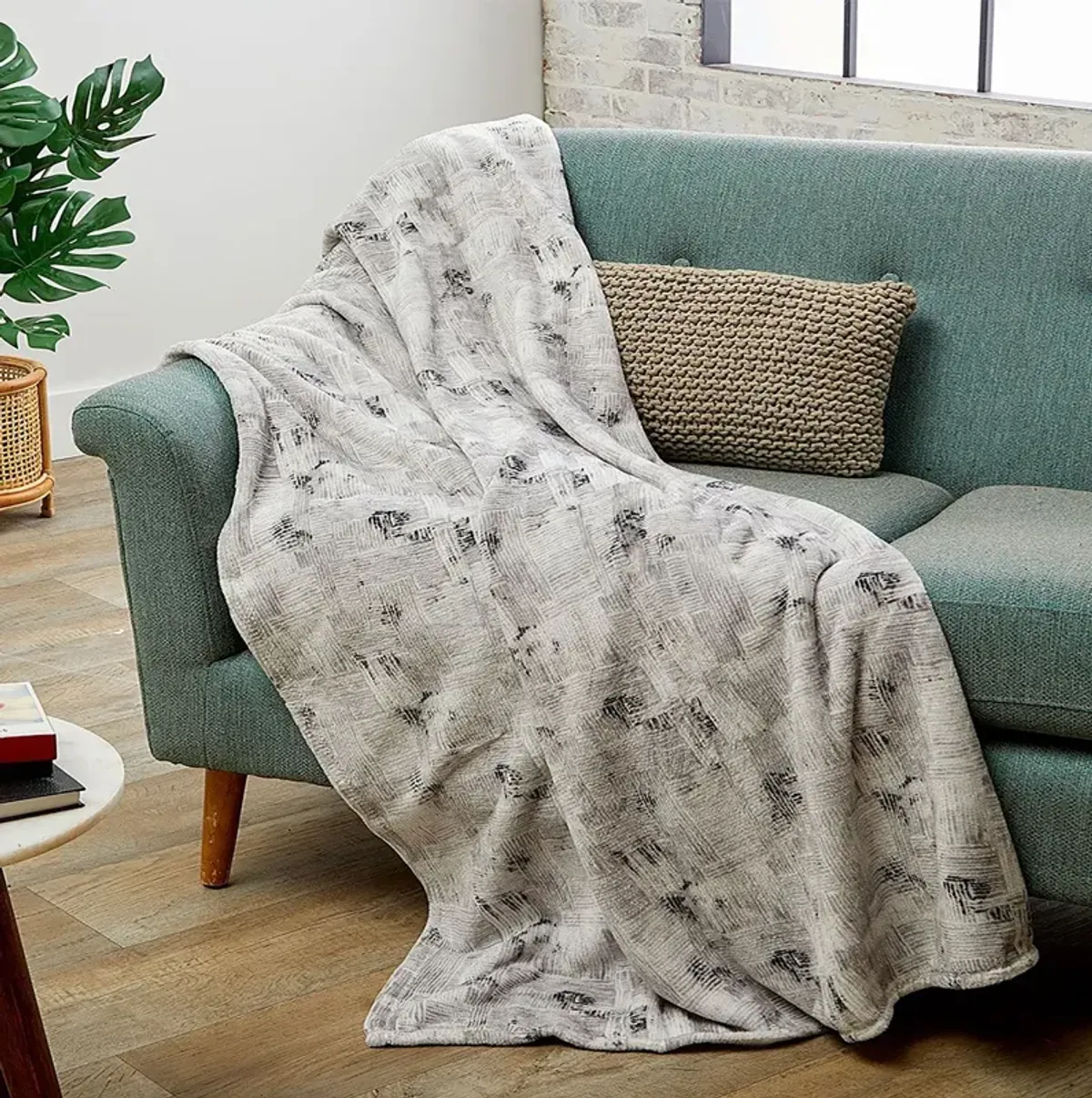 Lyndi Micro Plush All Season Throw Blanket 50" x 70" Black & White by Plazatex