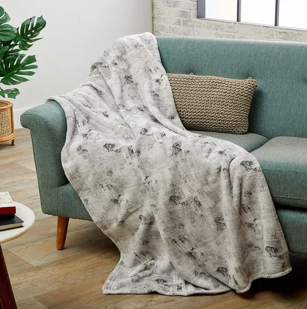 Lyndi Micro Plush All Season Throw Blanket 50" x 70" Black & White by Plazatex