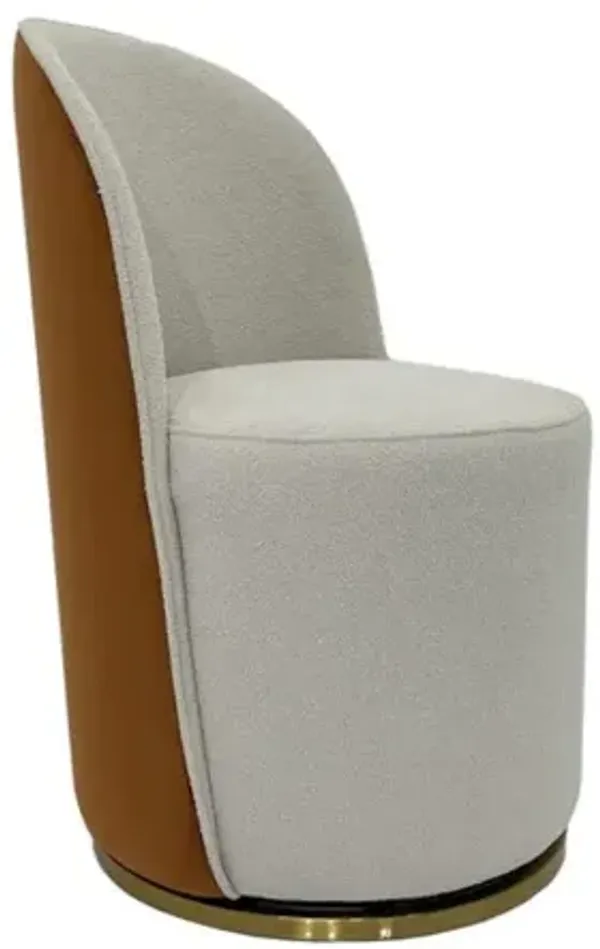 Set of 2 Dining Chair with Gray PU Seat and Matte Silver Legs