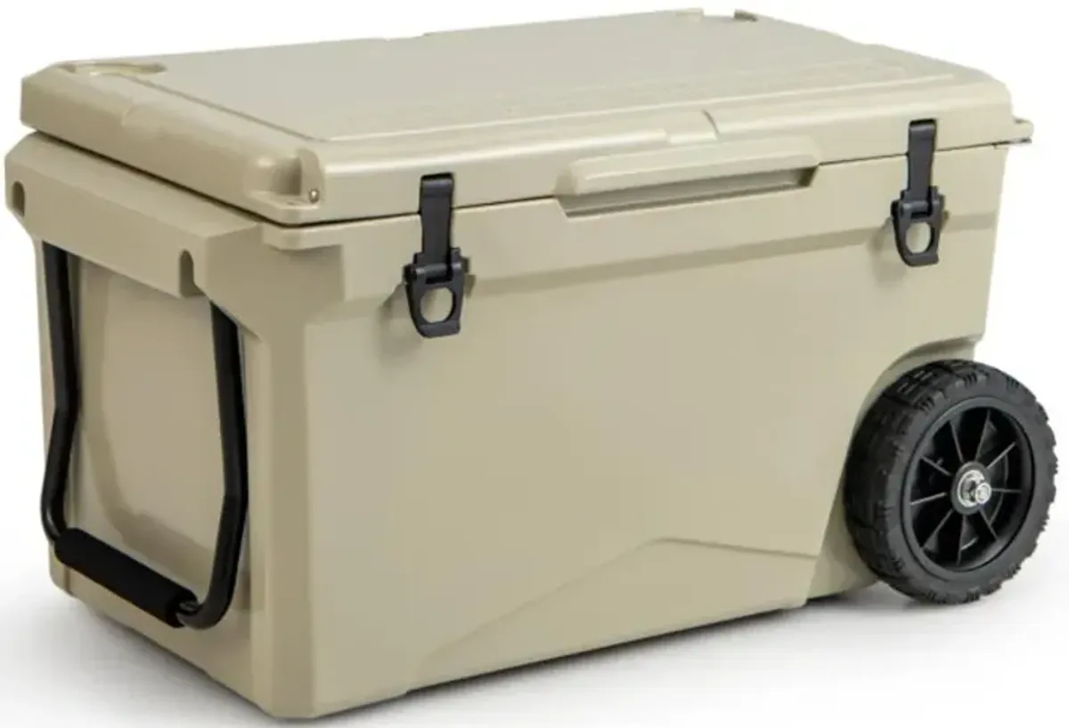 Hivvago 75 Quart Portable Cooler Rotomolded Ice Chest with Handles and Wheels