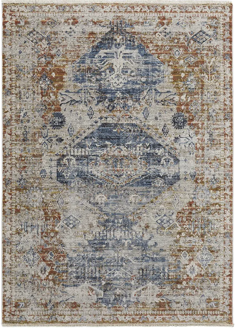 Kaia 39HWF Ivory/Orange/Blue 2' x 3' Rug