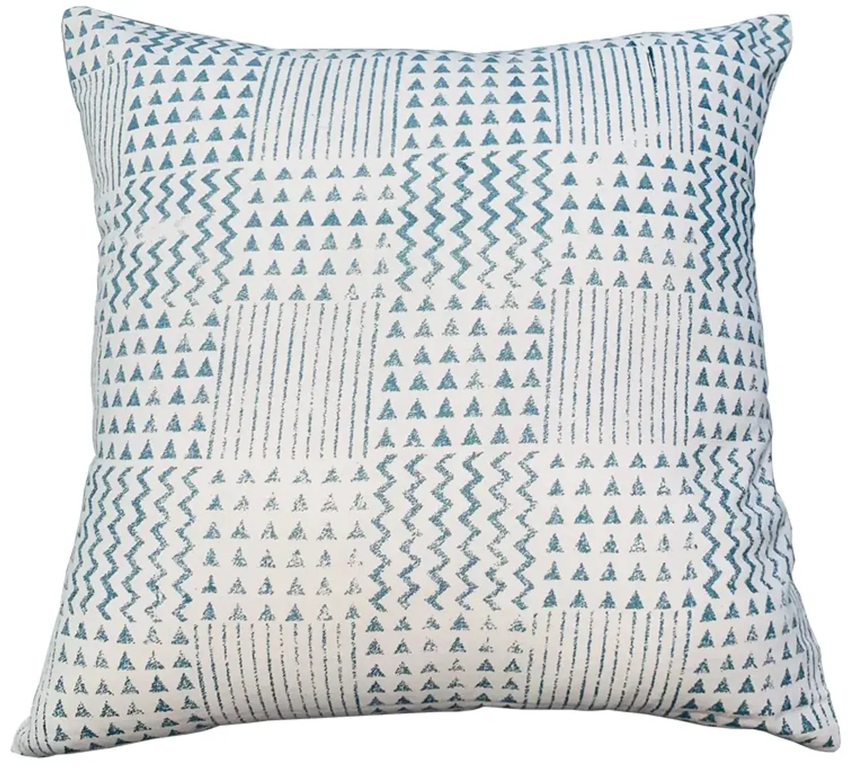 18 x 18 Handcrafted Square Cotton Accent Throw Pillows, Aztec Minimalistic Print, Set of 2, Blue, White-Benzara