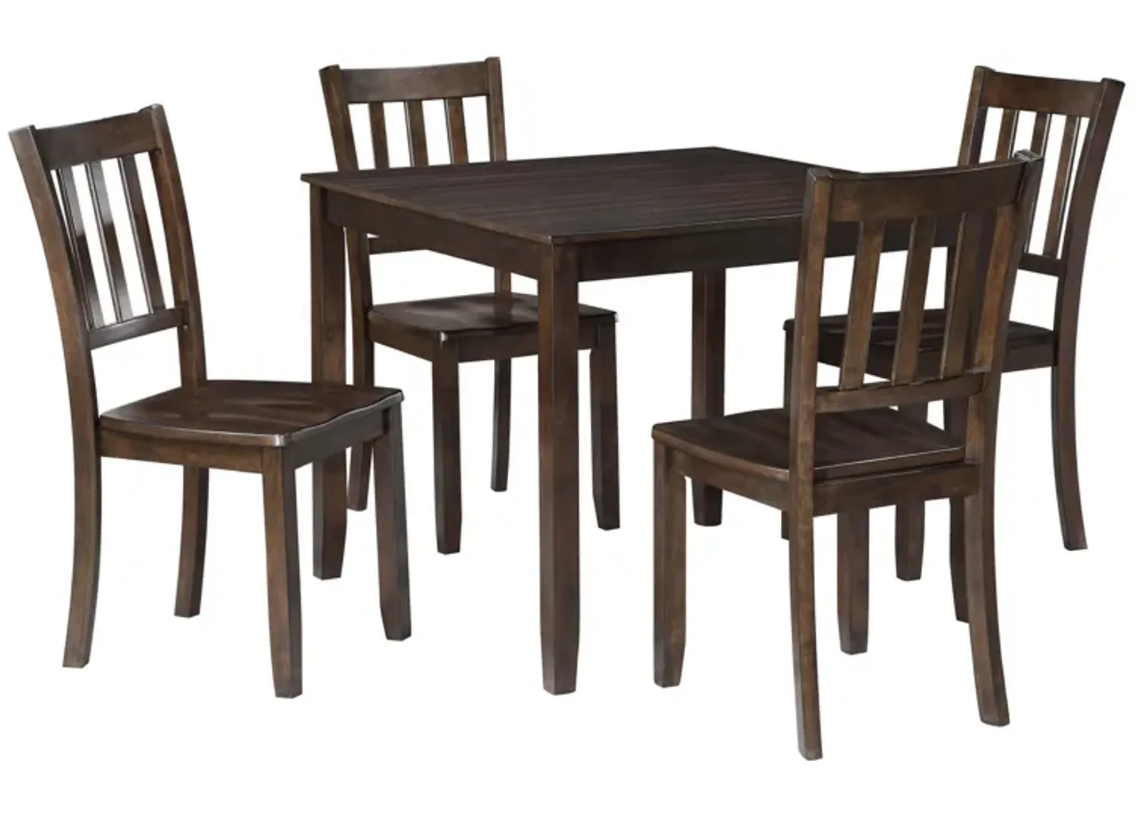 5 Piece Dining Table and Chairs Set, Rectangular, Slatted, Cherry Brown - Benzara